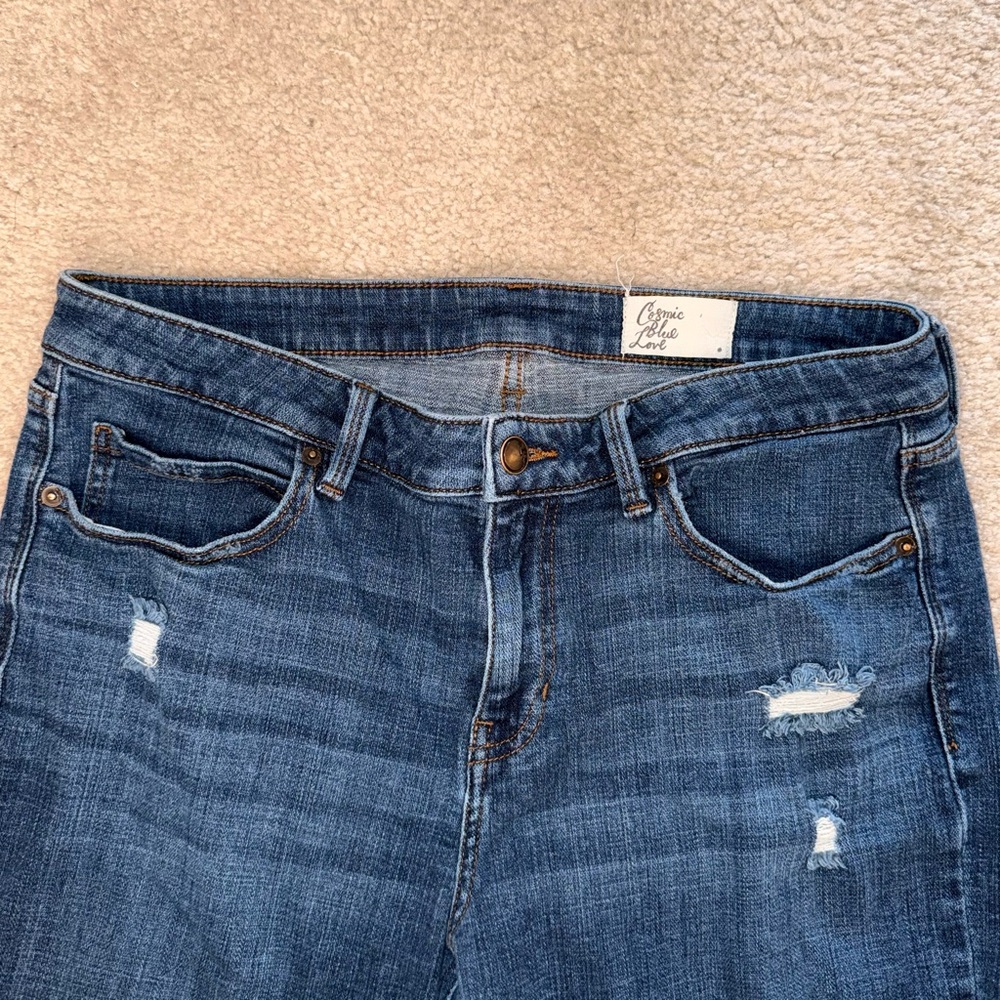 Cosmic Blue Love Classic Blue Distressed Skinny Jeans